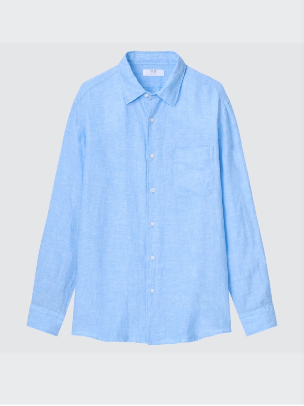 NWT Uniqlo Premium Linen Long Sleeve Shirt Blue XS